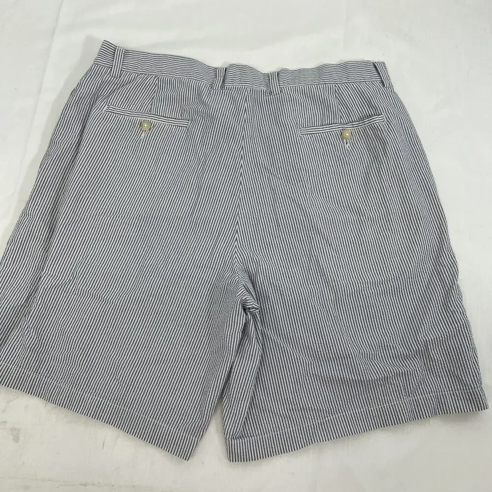 J. Crew Shorts Mens 36 Blue White Seersucker Cotton Striped Summer Classic‎